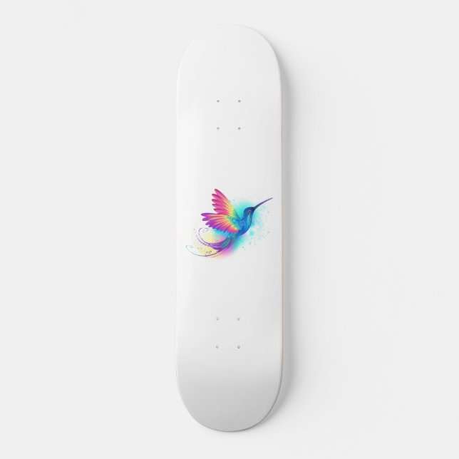 Exotic Rainbow Hummingbird Skateboard (Front)