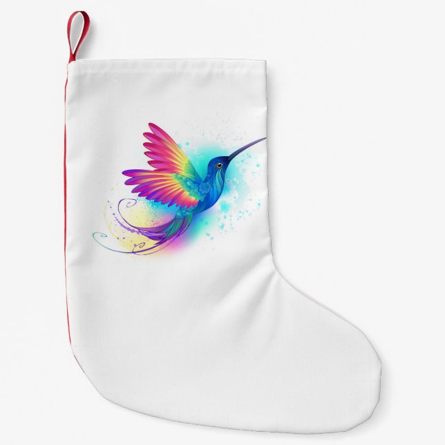 Exotic Rainbow Hummingbird Small Christmas Stocking (Front)