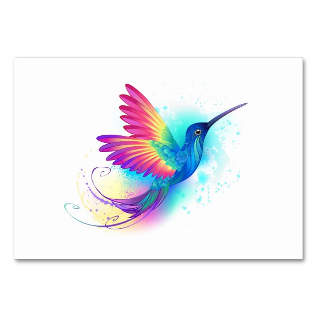 Exotic Rainbow Hummingbird Table Number (Front)