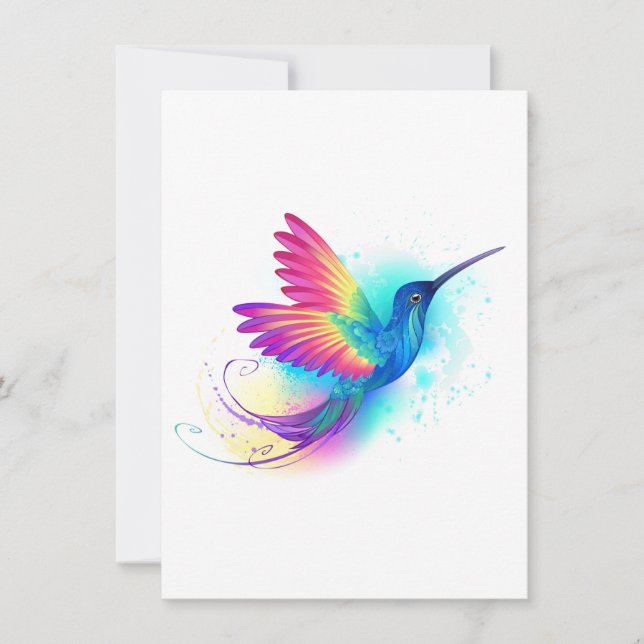Exotic Rainbow Hummingbird Thank You Card (Front)