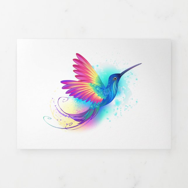 Exotic Rainbow Hummingbird Tri-Fold Invitation (Cover)