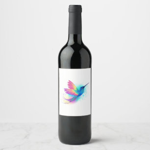 Exotic Rainbow Hummingbird Wine Label