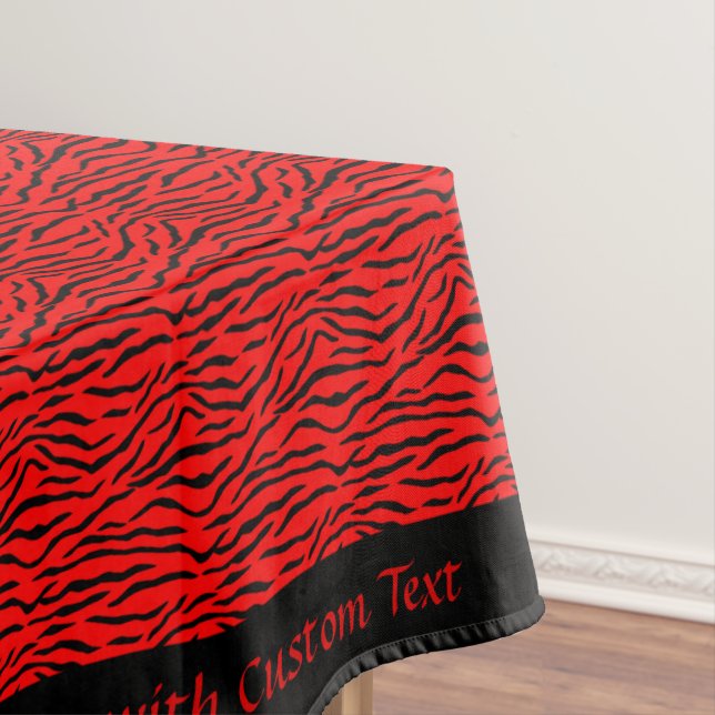Exotic Red Black Animal Stripe Pattern Personalise Tablecloth (In Situ)