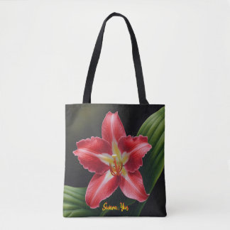 Exotic Red Lily Bloom - Luxury Floral Illustration Tote Bag