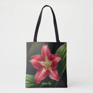 Exotic Red Lily Bloom-Luxury Floral Illustration Tote Bag