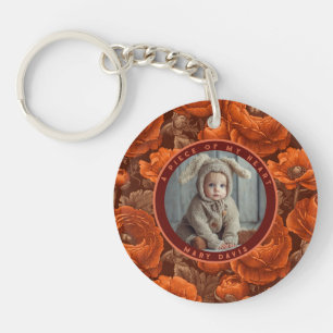 Exotic remembrance gift Custom Ranunculus Key Ring