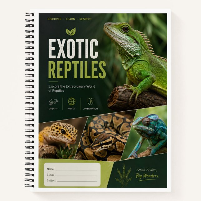 Exotic Reptiles Notebook Cover | Premium Wildlife  (Front)