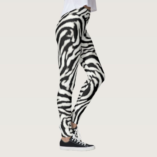 Exotic Safari Curvy Zebra Stripes Leggings (Right)