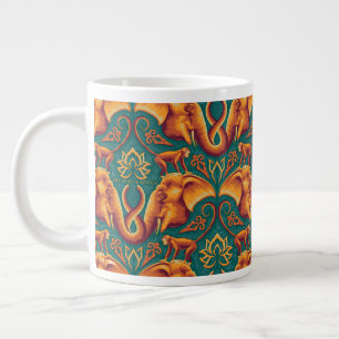 Exotic Safari Tapestry Pattern - The White Lotus Large Coffee Mug