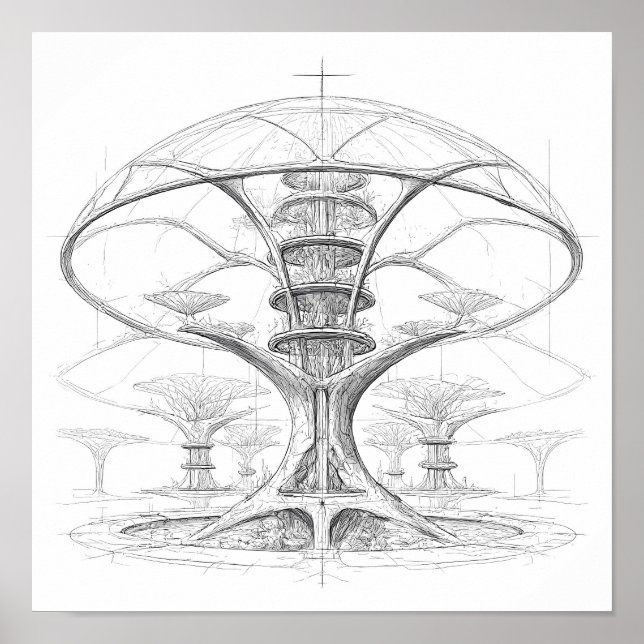 Exotic Sci-Fi Art: Alien Bio-Dome Hydroponic Poster (Front)