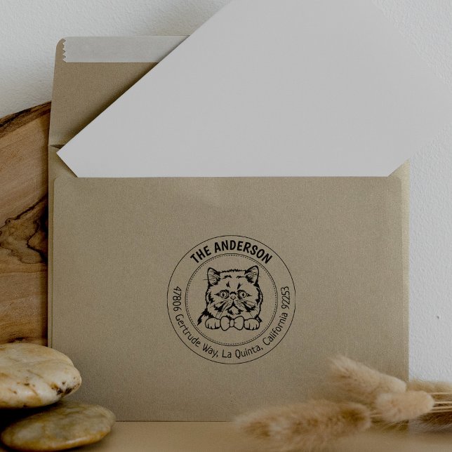 Exotic Short Hair Cat Return Address  Rubber Stamp (Creator Uploaded)