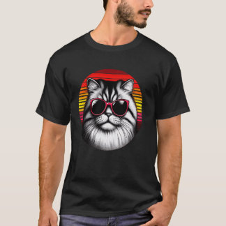 Exotic Shorthair Cat Retro Vintage Sunset Sunglass T-Shirt