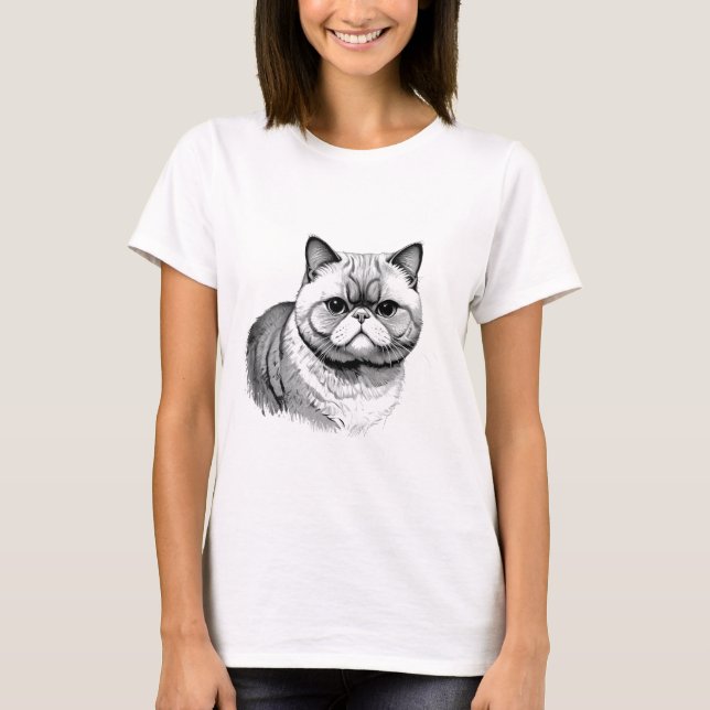 Exotic Shorthair Cat Sketch Women's Tee (Front)