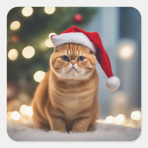 Exotic Shorthair Christmas Square Sticker