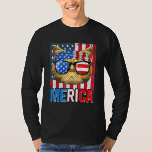 Exotic Shorthair Merica 4th Of July Cat American M T-Shirt