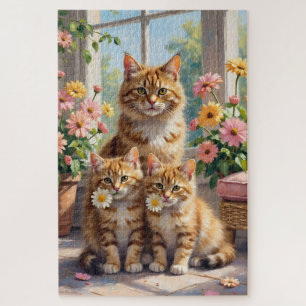 Exotic Shorthair Sunroom Daisy Art Jigsaw Puzzle