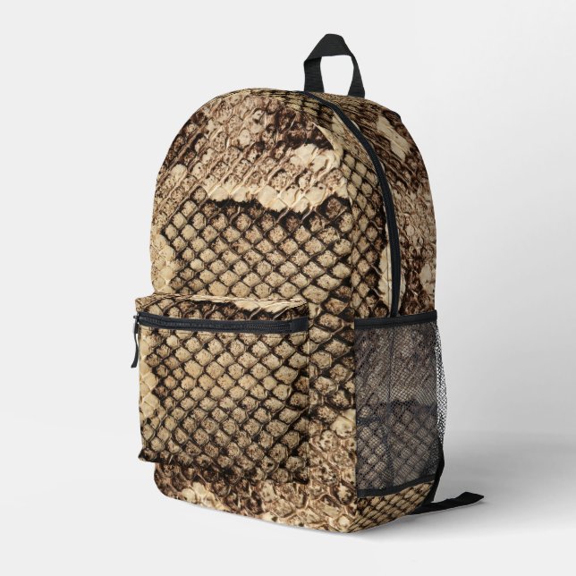 Exotic snake skin animal print pattern modern bold printed backpack (Back Corner Right)