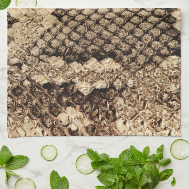 Exotic snake skin animal print pattern modern bold tea towel (Folded)
