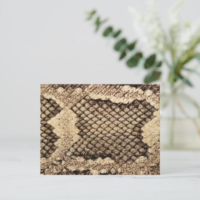 Exotic snake skin animal print texture pattern holiday postcard (Standing Front)