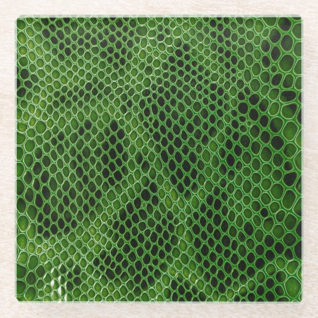 Exotic Snake Skin Background Glass Coaster (Front)