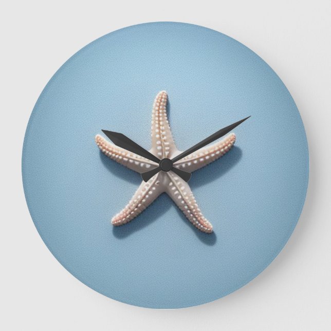 Exotic Starfish with Blue Background Large Clock (Front)