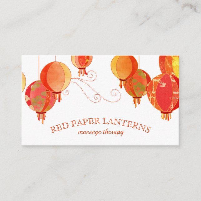 Exotic Stylish Red Paper Lanterns Business Card (Front)