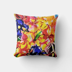 Exotic Summer Abstract Bloom Flowers  Cushion