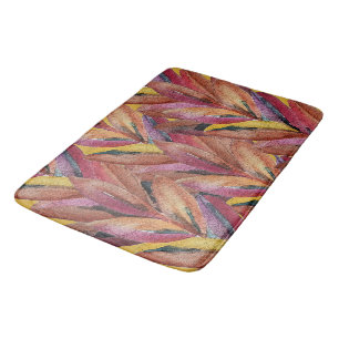 Exotic Summer Floral Feathers Watercolor Art Bath Mat