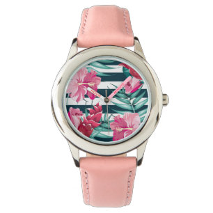 Exotic Summer Flowers striped Watch