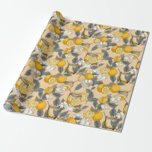 Exotic, Summer, Fruit, Lemon, Cocktail Patterns Wrapping Paper