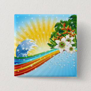 Exotic Summer Holidays 15 Cm Square Badge