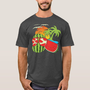 Exotic Summer Sunset Funny Melon Sunglasses Tropic T-Shirt