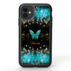 Exotic Teal Blue Gold Black Butterfly Sparkles
