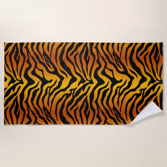 Exotic tiger striped  beach towel (Front)
