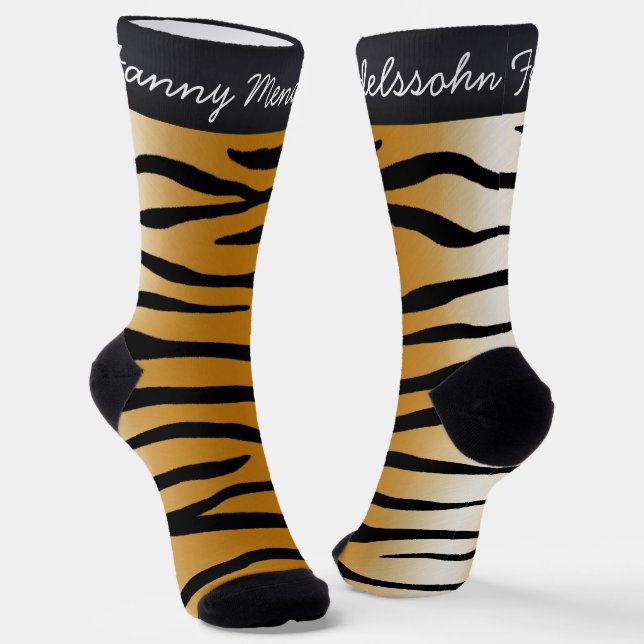 Exotic Tiger Stripes Personalised Animal Print Socks (Angled)