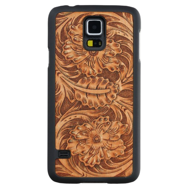 Exotic Tooled Leather Look Carved Maple Galaxy S5 Case (Back)