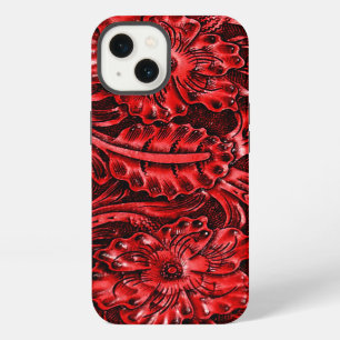 Exotic Tooled Leather Look red iPhone 13 Case