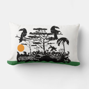 Exotic Toucan and Jungle Scene Lumbar Pillow