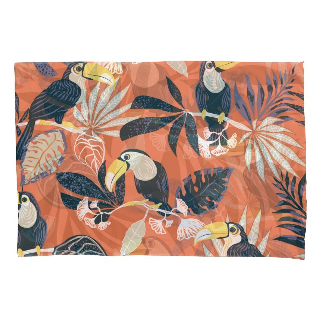 Exotic Toucan Jungle Scene Pillowcase (Front)