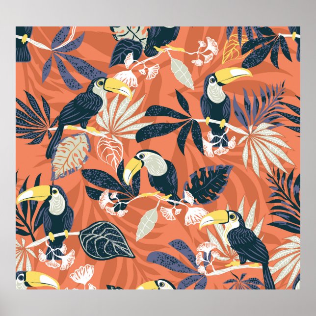 Exotic Toucan Jungle Scene Poster (Front)