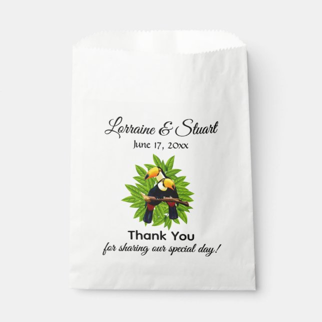 Exotic Toucans Wedding Thank You Favour Bags (Front)