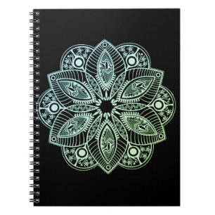 Exotic Tribal Green Gradient Mandala Notebook