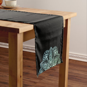 Exotic Tribal Green Gradient Mandala Short Table Runner