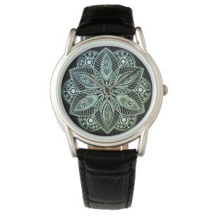 Exotic Tribal Green Gradient Mandala Watch
