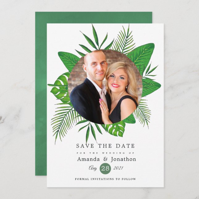 Exotic Tropical Beach Photo Wedding Save The Date (Front/Back)