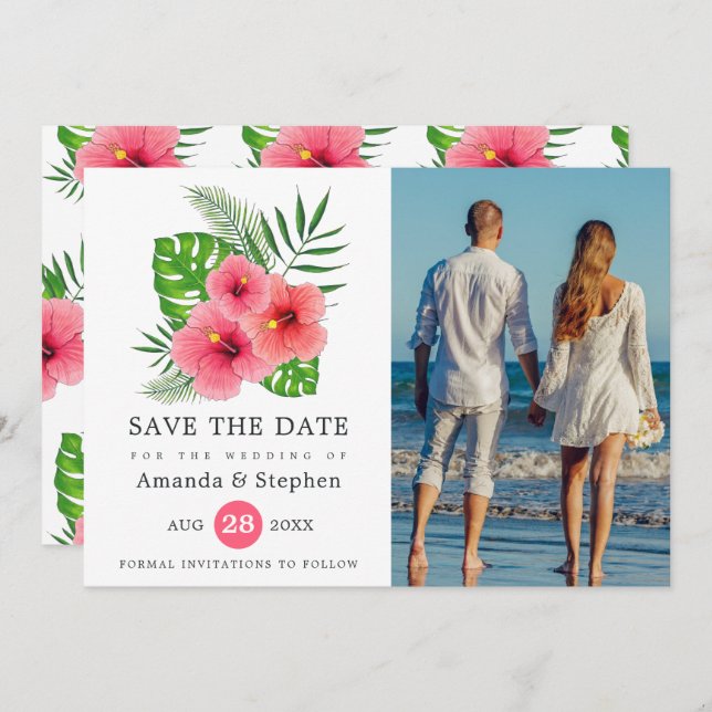 Exotic Tropical Beach Photo Wedding Save The Date (Front/Back)