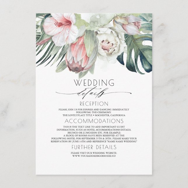 Exotic Tropical Beach Wedding Information Guest Enclosure Card (Front)