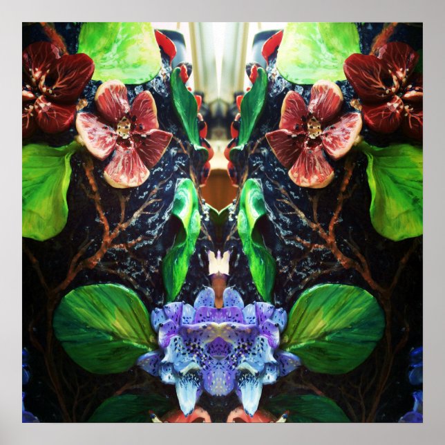 Exotic Tropical Blue Orchid  Design Poster (Front)