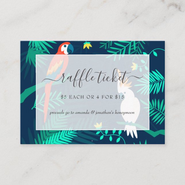 Exotic Tropical Bridal Shower Raffle Ticket Enclosure Card (Front)