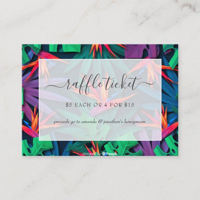 Exotic Tropical Bridal Shower Raffle Ticket Enclosure Card (Front)